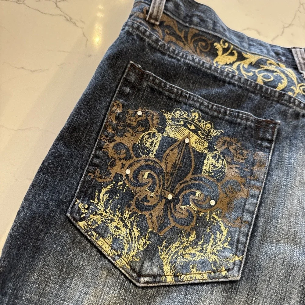 Red Ape Shorts Men's 34 Baggy Raw Denim Jorts Blue Vintage Y2K Skater Emo